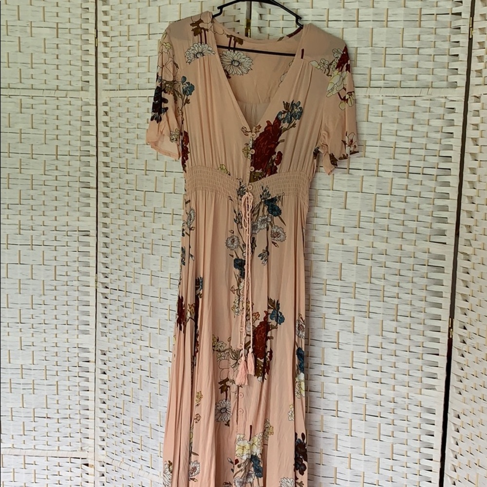 Pink Floral Boho Dress